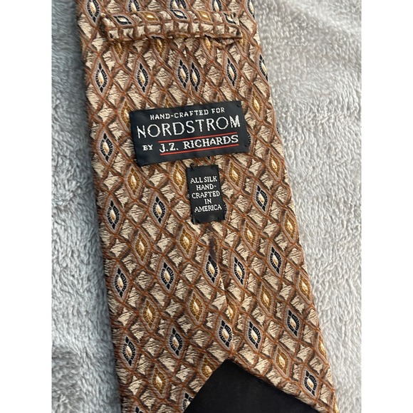 Nordstrom J.Z. Richards Men's All Silk Brown‎ Geometric Necktie Business - Picture 5 of 6
